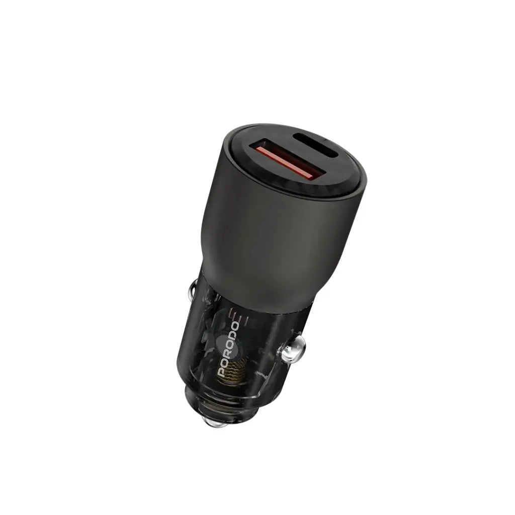 شاحن سيارة بورودو شفاف 95 واط بمنفذي يو اس بي سي و يو اس بي اي  | Porodo 95W Transparent USB A+C Port Car Charger