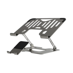حامل بورودو الذكي القابل للطي 2 في 1, لاجهزة اللابتوب والهاتف - فضي | Porodo 2-in-1 Adjustable and Foldable Laptop with Phone Stand - Silver.