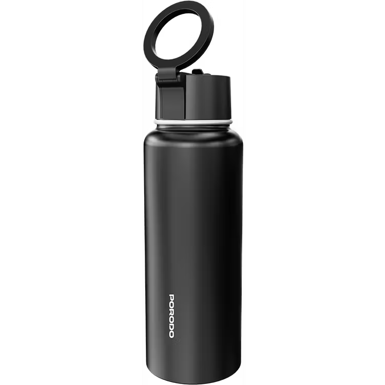 زجاجة ماء مغناطيسية بورودو لايف ستايل 32 أونصة - أسود | Porodo Lifestyle Magsafe Bottle 32oz - Black