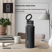 زجاجة ماء مغناطيسية بورودو لايف ستايل 32 أونصة - أسود | Porodo Lifestyle Magsafe Bottle 32oz - Black