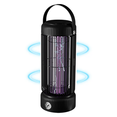 مصباح قاتل الحشرات الكهربائي بورودو بسعة بطارية 2000 مللي امبير وبمنفذ تايب سي - اسود | Porodo Lifestyle Electric Insect Killer Lamp 2000mAh Type-C - Black