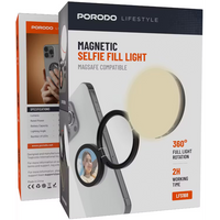 Porodo Lifestyle Magnetic Selfie Fill Light - Black | مصباح بورودو لايف ستايل المغناطيسي لإضاءة السيلفي - أسود