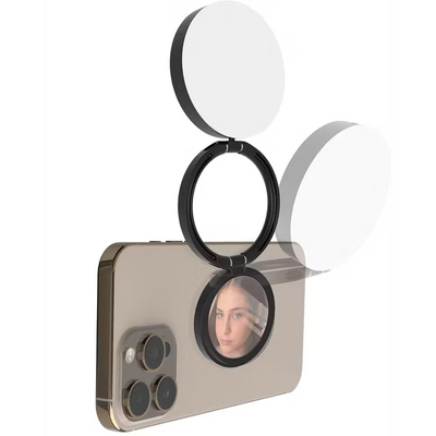 Porodo Lifestyle Magnetic Selfie Fill Light - Black | مصباح بورودو لايف ستايل المغناطيسي لإضاءة السيلفي - أسود