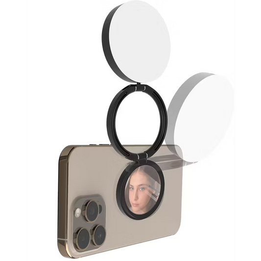 Porodo Lifestyle Magnetic Selfie Fill Light - Black | مصباح بورودو لايف ستايل المغناطيسي لإضاءة السيلفي - أسود