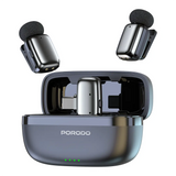 مايكروفون بورودو لاسلكي بمنفذ تايب سي وبسعة بطارية 60 مللي امبير - اسود | Porodo Microphone 60mAh Type-C Port - Black