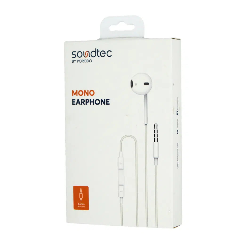 Guhdaroka Yekane ya Mono ya Porodo Soundtec bi Jackê 3.5mm û Mîkrofona Zelaliya Bilind - Spî