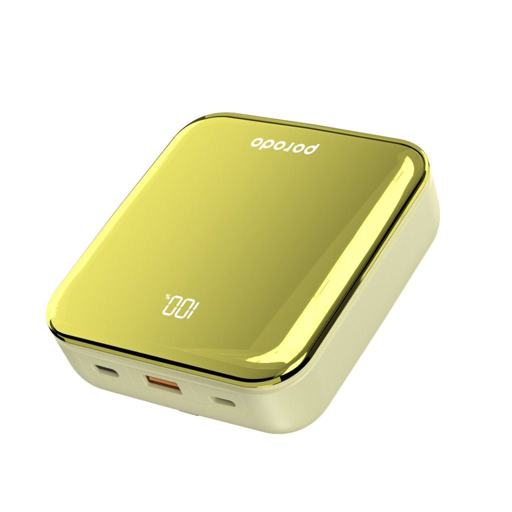 باور بانك بورودو بسعة 20000 مللي امبير مع 3 كيبلات مدمجة, تايب اي وتايب سي ولايتننغ | Porodo Compact Power Bank 20000mAh with Built-In Cable USB-A, Type-C and Lightning.