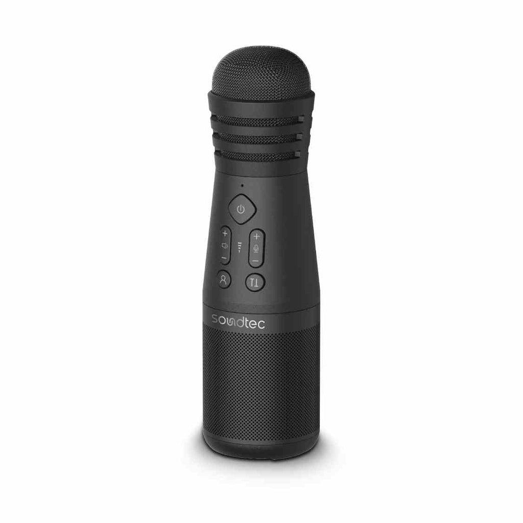 Mîkrofona Karaoke ya Porodo Soundtec bi Axêver re - Reş