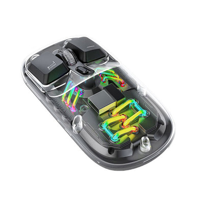 Mişka Porodo ya Şefaf 2.4G û Moda Dual a Bluetooth bi Ronahîkirina RGB û DPI ya Verastbar.