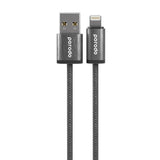 كيبل بورودو ووفن من يو اس بي اي الى لايتننغ بطول 1.2 متر - اسود | Porodo Woven 2.4A USB-A to Lightning Cable 1.2M – Black
