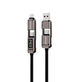 كيبل بورودو أربعة في واحد بقدرة 240 واط وشاشة رقمية - رمادي | Porodo 4-1 Cable with 240W Digital Display – Grey