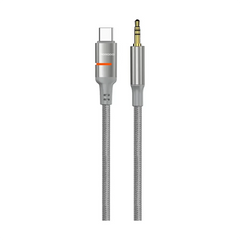 Porodo AUX to Lightning & USB-C Cable with LED Light - Gray | كابل بورودو AUX إلى Lightning و USB-C مع إضاءة LED - رمادي
