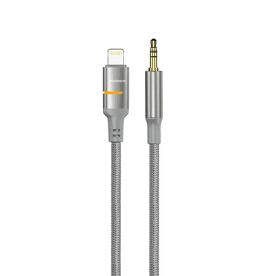 كابل صوت Porodo USB2.0 Lightning إلى 3.5mm مضفر 1.2 متر - رمادي | Porodo USB2.0 Lightning to 3.5mm Braided Audio Cable 1.2M - Grey