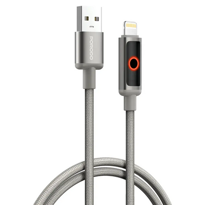 Porodo ChargeLite USB-A to Lightning High-Speed Charging Cable - Gray | كابل بورودو تشارج لايت USB-A إلى لايتنينغ