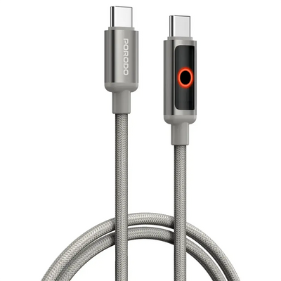 Porodo ChargeLite USB-C to USB-C High-Speed Charging Cable - Gray | كابل شحن سريع USB-C إلى USB-C - رمادي