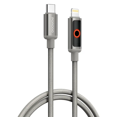Porodo ChargeLite USB-C to Lightning High-Speed Charging Cable - Gray | كابل شحن بورودو ChargeLite USB-C إلى Lightning عالي السرعة - رمادي