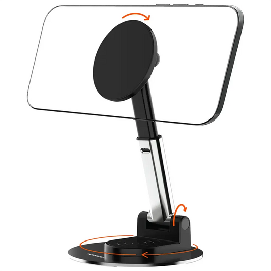 Porodo Magnetic Phone Holder with Adjustable Telescopic Rod - Black | حامل هاتف مغناطيسي من بورودو مع قضيب تلسكوبي قابل للتعديل - أسود