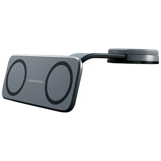 Porodo Vacuum & Adhesive Magnetic Car Mount 360° Full Rotation - Black | حامل هاتف مغناطيسي للسيارة من بورودو بدوران 360 درجة - أسود