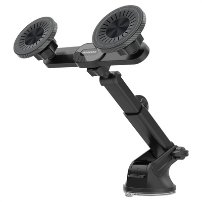 Porodo Dax-L Dual MagSafe Car Phone Holder with Adjustable Telescopic Arm - Black | حامل هاتف سيارة Porodo Dax-L Dual MagSafe مع ذراع تلسكوبي قابل للتعديل - أسود