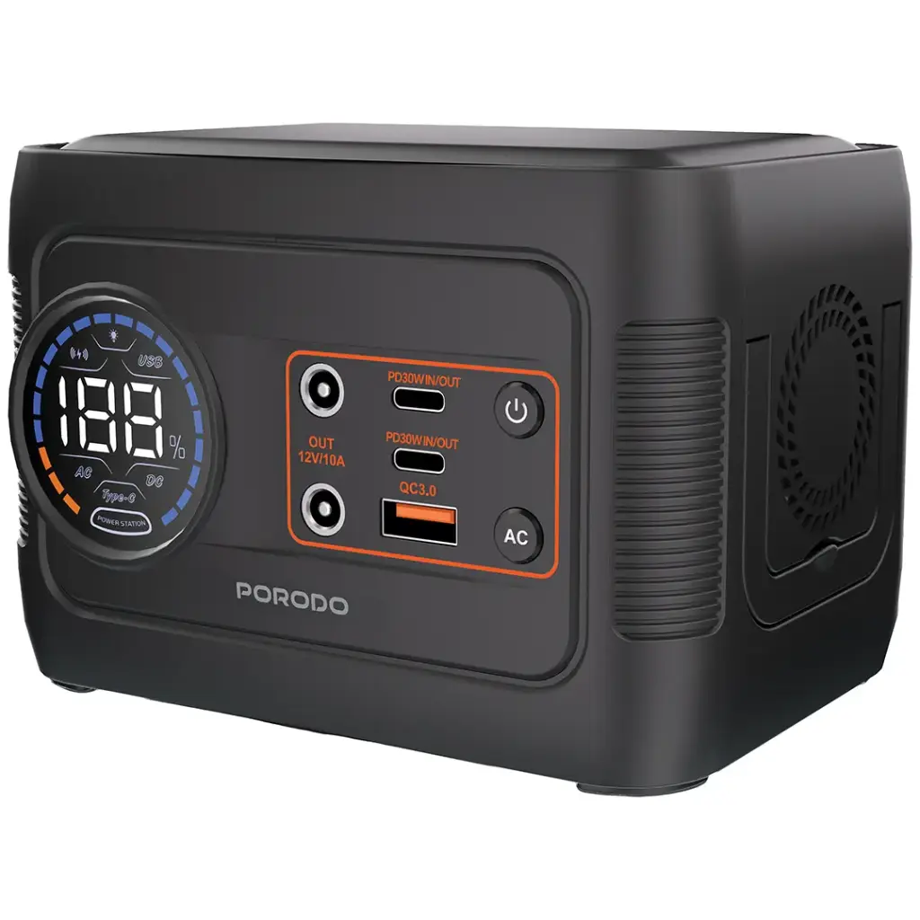 محطة طاقة محمولة بورودو فورس بيس 150W 76.96Wh - أسود/رمادي | Porodo ForceBase 150W Portable Power Station 76.96Wh - Black/Gray