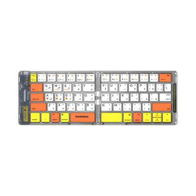كيبورد بورودو Crystal Shell لاسلكي بلوتوث قابل للطي عربي-إنجليزي - أبيض | Porodo Crystal Shell Wireless Foldable Keyboard White