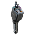 Porodo 65W Car Charger Dual Retractable Cable - Black | شاحن سيارة بورودو 65W بكابلين قابلين للسحب - أسود