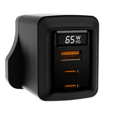 Porodo GaN 65W Multi-Port Wall Charger - Black | شاحن حائط متعدد المنافذ بقدرة 65 واط من بورودو GaN