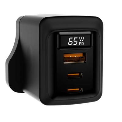 Porodo GaN 65W Multi-Port Wall Charger - Black | شاحن حائط متعدد المنافذ بقدرة 65 واط من بورودو GaN