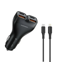 Porodo Dualpower 102W Car Charger USB-C To Lightning Cable - Black | شاحن سيارة بورودو ديوال باور 102 واط - أسود