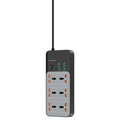 مشترك كهرباء بورودو بستة مخارج عالمية ومنافذ USB وكيبل 3 أمتار - رمادي | Porodo 6-1 Power Socket with Universal AC Output 4C 3M Length – Grey
