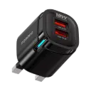 شاحن حائط بورودو 12W متعدد الأجهزة مع مقبس AC - أسود | Porodo 12W Multi-Device Wall Charger with AC Black