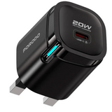 شاحن بورودو Tekto بمنفذ Type-C وشحن PD 20W مع كيبل C إلى لايتننغ بطول متر - أسود | Porodo Tekto PD 20W Type-C Adaptor with 1M C TO L Cable – Black