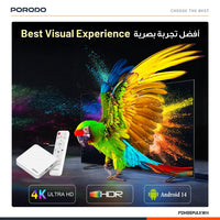 جهاز تلفزيون ذكي بورودو EchoBox 4K Android بذاكرة 2GB و16GB - أبيض | Porodo EchoBox 4K Android TV BOX with 2GB+16 GB storage – White