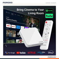 جهاز تلفزيون ذكي بورودو EchoBox 4K Android بذاكرة 2GB و16GB - أبيض | Porodo EchoBox 4K Android TV BOX with 2GB+16 GB storage – White