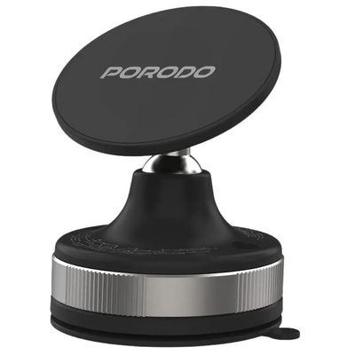 حامل هاتف بورودو المغناطيسي بقاعدة شفط دوارة 360 درجة - ابيض | Porodo 360° Rotatable Adjustable Magnetic Vacuum Suction Holder – White