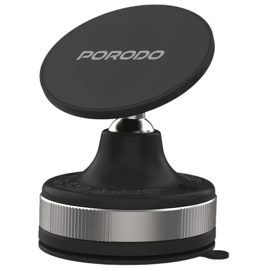 حامل هاتف بورودو المغناطيسي بقاعدة شفط دوارة 360 درجة - ابيض | Porodo 360° Rotatable Adjustable Magnetic Vacuum Suction Holder – White