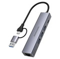 Porodo 5-in-1 Multiport Hub with PD Charging & 5Gbps Transfer - Gray | بورودو 5-في-1 هاب متعدد المنافذ مع شحن PD وسرعة نقل 5 جيجابت/ثانية - رمادي