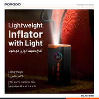 Porodo Lifestyle 55W Portable Tire Inflator 150 PSI with 4 Modes and Digital Display | منفاخ إطارات بورودو المحمول 55 واط 150 PSI مع 4 أوضاع وشاشة رقمية