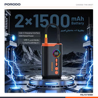 Porodo Lifestyle 55W Portable Tire Inflator 150 PSI with 4 Modes and Digital Display | منفاخ إطارات بورودو المحمول 55 واط 150 PSI مع 4 أوضاع وشاشة رقمية