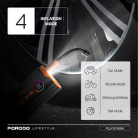 Porodo Lifestyle 55W Portable Tire Inflator 150 PSI with 4 Modes and Digital Display | منفاخ إطارات بورودو المحمول 55 واط 150 PSI مع 4 أوضاع وشاشة رقمية