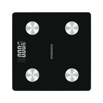 ميزان ذكي لدهون الجسم بورودو Lifestyle Gravis - أسود | Porodo ‘Gravis’ LifeStyle Smart Body Fat Scale 30x30x2.5 (AAA batteries) – Black