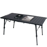 طاولة تخييم خارجية قابلة للطي بورودو لايفستايل - أسود | Porodo Lifestyle Outdoor Folding Table with Gas Stove - Black