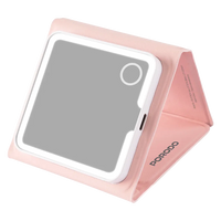 مرآة مكياج بورودو ليلي ثلاثية الطي بإضاءة LED وبطارية 320mAh - وردي | Porodo LILY LED Portable Tri-Fold Makeup Mirror Pink