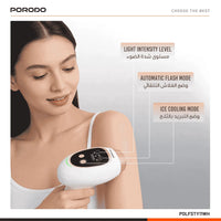 جهاز إزالة شعر محمول بورودو Lifestyle Lavender بتقنية IPL - أبيض | Porodo Lifestyle Lavender Handheld IPL Hair Removal- White