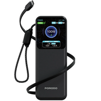 باور بانك بورودو Polo بسعة 20000mAh وشحن 100 واط مع كيبل Type-C | Porodo Polo 20000MAH 100w Powerbank With Type-C to c Cable & Retractable