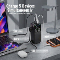 باور بانك بورودو Polo بسعة 20000mAh وشحن 100 واط مع كيبل Type-C | Porodo Polo 20000MAH 100w Powerbank With Type-C to c Cable & Retractable