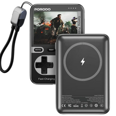 باور بانك بورودو اركيد فولت المغناطيسي اللاسلكي بسعة 10,000 مللي امبير - اسود | Porodo Arcadevolt 10000mAh MagSafe Power Bank - Black