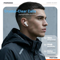 سماعات أذن بورودو Soundtec Ultrafit لاسلكية - أبيض | Porodo Soundtec Ultrafit 300 mAh Air Buds – White