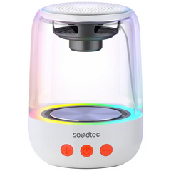 Porodo Soundtec Crystal-Glow Mini Bluetooth Speaker TWS & Hands-Free - White | بوروودو ساوندتك كريستال-غلو ميني سماعة بلوتوث TWS والمكالمات بدون استخدام اليدين - أبيض
