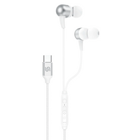 سماعات أذن سلكية بورودو Soundtec بمنفذ USB-C - أبيض | Porodo Soundtec In Ear Wired Earphones – Type C – White